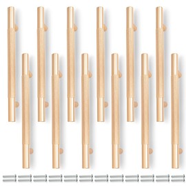 Bwintech 12 Pack Gold 150MM Knurled Cupboard Handles, 96MM Hole Centers Furniture Drawer Pulls Cupboard Knobs Cabinet Handles