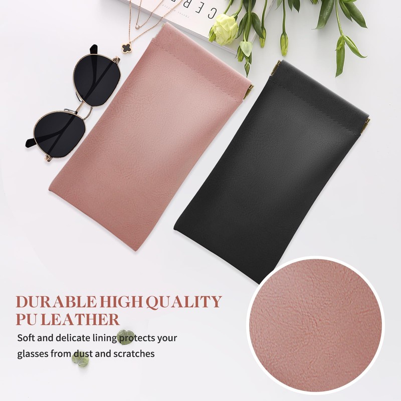 MEIRED Glasses Case 2 Pcs Soft Squeeze Top Sunglass Pouch,