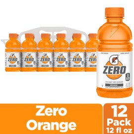 Gatorade Thirst Quencher Zero Sugar Sports Drink, Orange, 12oz , Pack of 12 Electrolytes for Rehydration