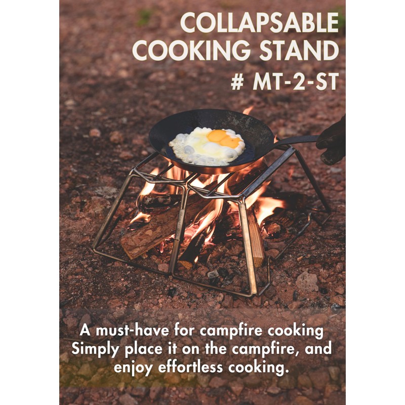 CAMPINGMOON Collapsable Campfire Cooking Stand Trivat Stainless Steel for Open