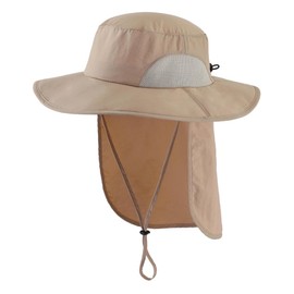 Connectyle UPF 50+ Men's Safari Hat, Wide Brim Sun Protection Hat, Farm Work, Fishing Hat, milky khaki