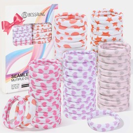 Bessrung 50 PCS Seamless Hair Ties, No Damage Elastics Hair Ties for Women Girls, Soft Stretchy Ponytail Holders for Thin Thick Hair, Snag-Free Hair Bands (Love)