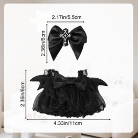 2pcs 17cm Doll Dress Set, Delicate Gothic Style Demon Wing Dress with Bow Clip Gorgeous Outfits and Accessories No Doll Included (Black)