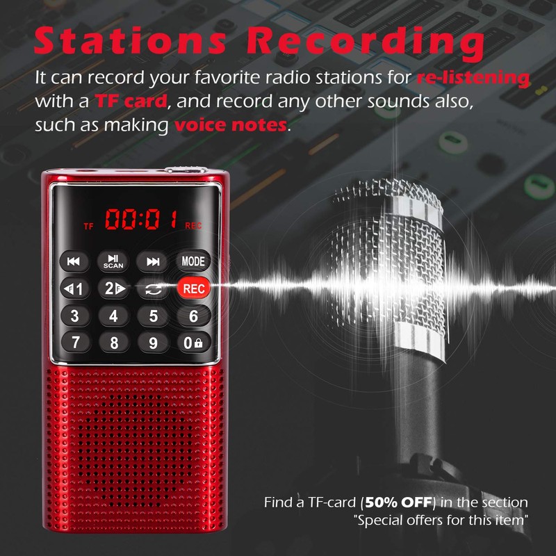PRUNUS J-328 Mini Portable Pocket FM Radio MP3 Walkman Radio