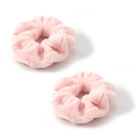 2 Furry Hair Bobbles, Soft Artificial Rabbit Fur Hair Bobbles, Velvet Hair, Cute Ribbons, Hair Accessories for Women, Girls (Pink)