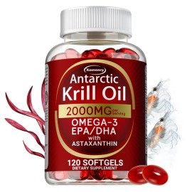 xemenry Antarctic Krill Oil - Omega-3 EPA, DHA, Astaxanthin, Anti Aging, Memory Support