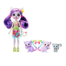 Enchantimals Dolls | Sunshine Beach Lorinda Lemur Doll, Friend Ringer and 2 Friends Figures, Small Doll with Extendable Skirt and Accessories, Gift for Children, HRX86