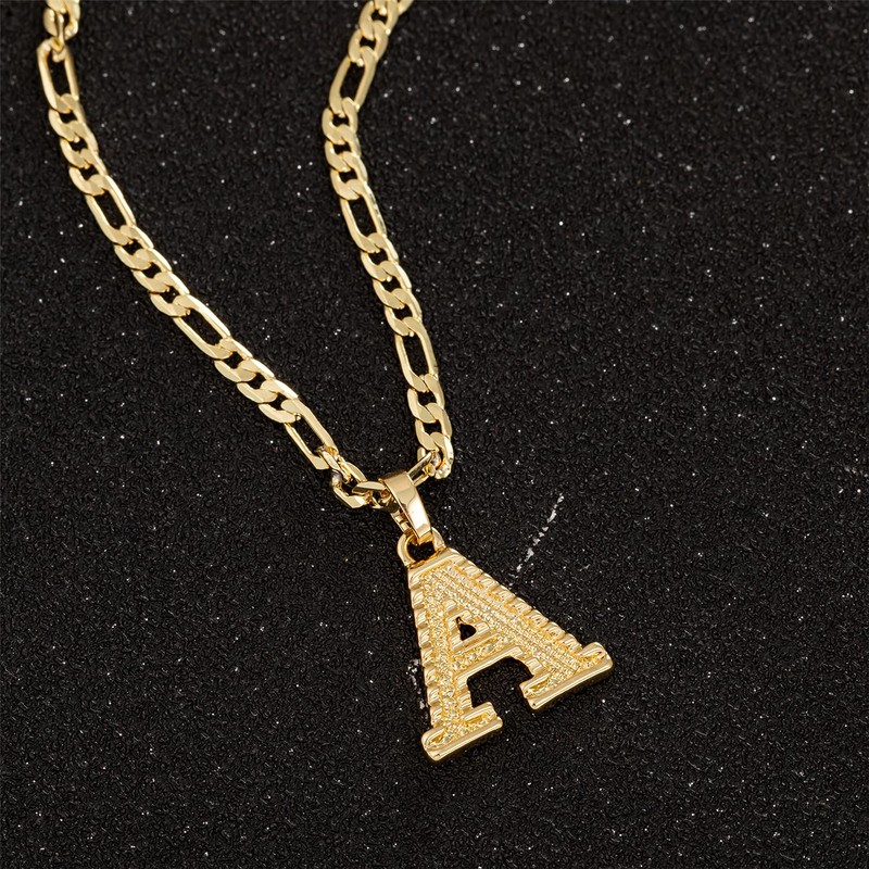 Initial Necklace for Women Men Teen Girls Boys, Gothic 18K