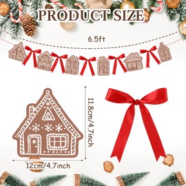Cinnvoice 8.2 ft Christmas Gingerbread House Wooden Beads Garland Rustic Country Decor Farmhouse Wood Banner Cute Hanging Ornaments Party Sign Decor for Festive Home Mantel Fireplace Window