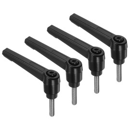 QUARKZMAN Set of 4 Clamping Lever Handles, M5 x 20 mm Threaded Screw Made of 304 Stainless Steel, Adjustable Handles with Quick Release Ratchet Knob, Black