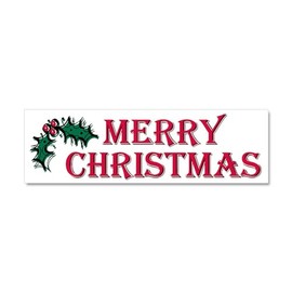 CafePress Merry Christmas Holly Car Magnet 10 X 3 Car Magnet 10" x 3", Bumper Magnet