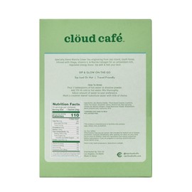 Clöud Café Collagen Infused Matcha Latte Instant Tea Powder - Vitamin E, Chaga Mushrooms Powder, & Marine Collagen Instant Tea (10 Sachets)