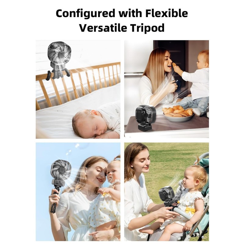 Portable Stroller Fan with 10000 mAh, 270° Rotation Fan Small