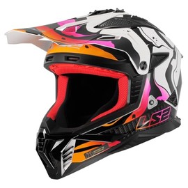 LS2 Helmets Gate II Full Face MX Motorcycle Helmet (Gloss Wash White/Orange/Purple - X-Large)