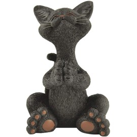 Whimsical Black Cat Praying Figurine Cute Collectible - Happy Cat Collection - Cat Lover Gifts for Women, Cat Lover Gifts for Men, Cute Cat Gifts, Cat Office Desk Accessories, Cat Desk Decoration