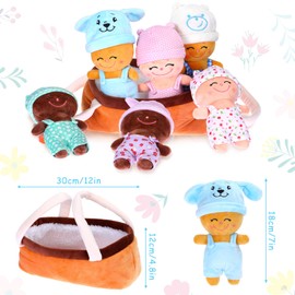 6 Piece 7 Inches Basket Plush Baby Dolls Soft Multicultural Sensory Diversity Babies Toy Set Basket of Babies Creative Minds Plush Dolls for All Ages