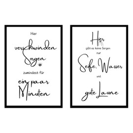 EQUIK PRODUCTS Bathroom Poster | Bathroom Decoration | Modern Bathroom Furniture | Sayings | Set of 2 | Wall Picture | Shower (Waves of Relaxation)