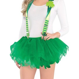 EVER FAITH St. Patrick's Day Statement Three Leaf Clover Ring, Crystal Heart Shaped Lucky Adjustable Rings, Irish Holiday Jewelry Gift for Woman Green Gold-Tone