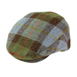 BRAW CLANS TARTANS Harris Tweed 100% Wool Mens County Caps - Different Designs - Gents Hat - Gift for him - Satin Lining - Sizes from S to XXL (UK, Alpha, L, Blue and Green)