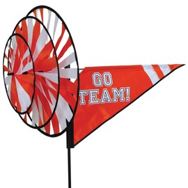 Premier Kites Triple Spinner Orange – Eye-Catching Garden Spinner with Colorful Triple Wheels, Durable Weather-Resistant Fabric, Easy Assembly, Outdoor Décor for Patio, Lawns, Tailgates & Game Day Fun