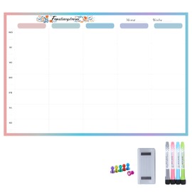 AMO HERMOSO Magnetic Family Planner Wipe Clean, Weekly Planner, Magnetic Boards for Fridge, 45 x 30 cm, Ideal for Family Calendar, Meal Plan, Housework Plan, Food List in German