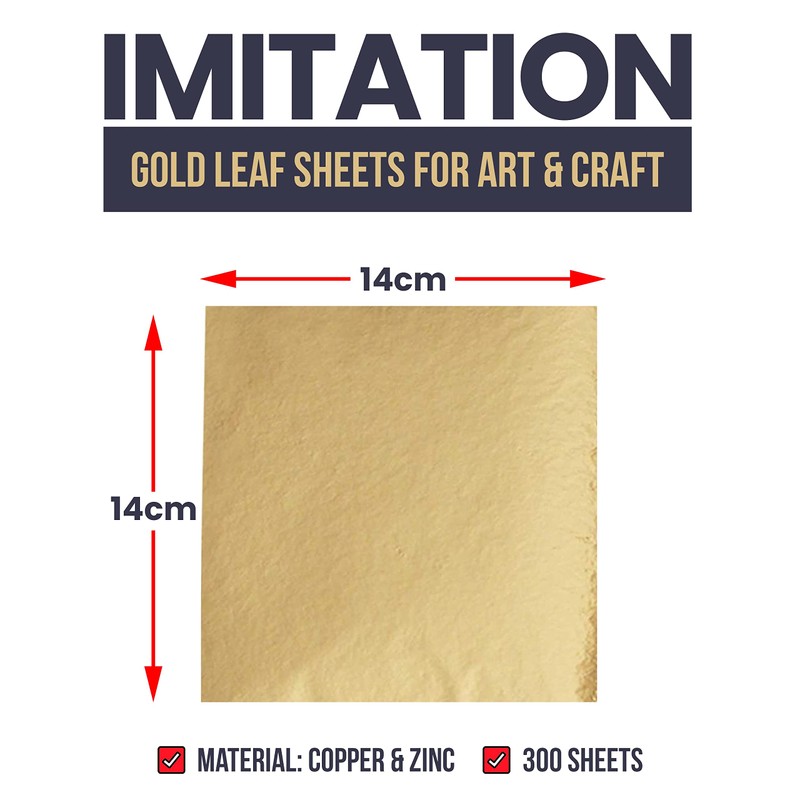 300 Sheets Gold Leaf 14 x 14 cm Gold Foil