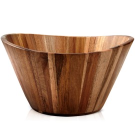 WOODENHOUSE LIFELONG QUALITY Wooden Salad Bowl, Wooden Bowl, Fruit Bowl - 12" Wavy Large Salad Bowl for Serving, Handmade, Durable and Stylish Natural Wood Dining Accessory by Woodenhouse