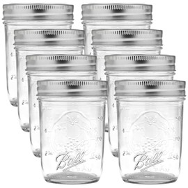Ball Regular Mouth Glass Mason Jars with Lids and Bands, Used for Canning (Half Pint, 8 Ounce (Pack of 8))