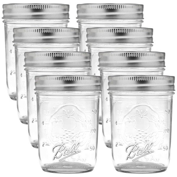 Ball Regular Mouth Glass Mason Jars with Lids and Bands,
