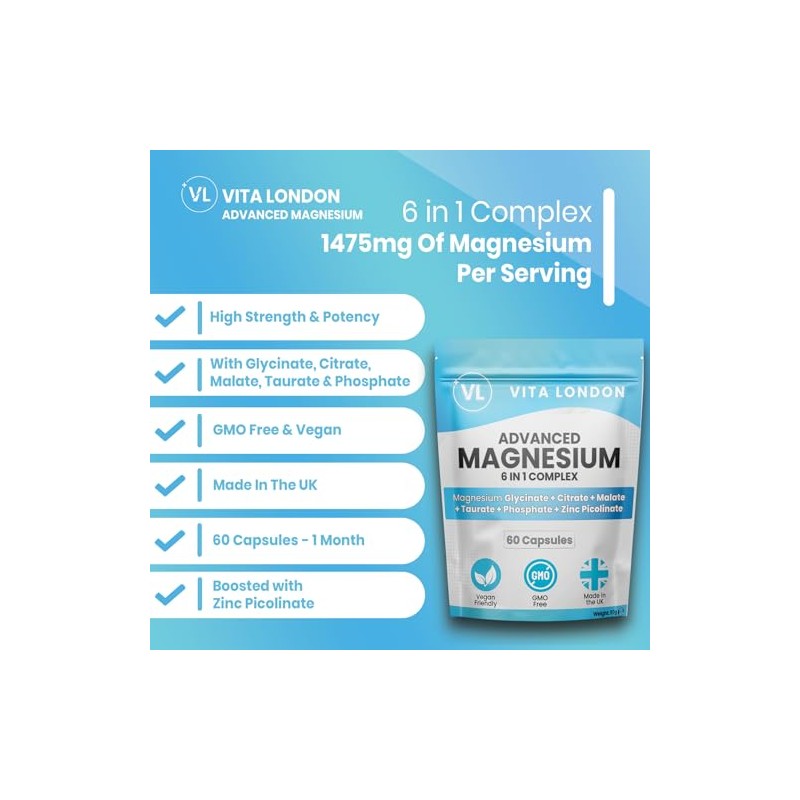 Magnesium Glycinate Complex 6-in-1 – High Absorption Chelated Magnesium Bisglycinate