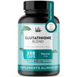 LIFE 360+ Glutatión| 200 Cápsulas | 1320 mg por porción | L-Glutatión, L-Lisina, L-Glicina y L-Glutamina |Suplemento Alimenticio a base de Aminoácidos, Ingredientes Naturales