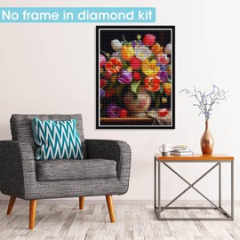 Pavemlo 5D Diamond Art Kits for Adults Flower, Full Drill Diamond Art Pictures Paint with Diamonds, DIY Cross Stitch Jewel Art Rhinestone Craft for Home Wall Decor 12X16 in