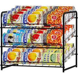Simple Trending Can Rack Organizer, Stackable Can Storage Dispenser Holds up to 36 Cans for Kitchen Cabinet or Pantry, Black