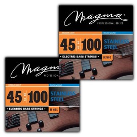 Magma Electric Bass Strings - Medium Light Stainless Steel Bass Guitar Strings - Long Scale 34 inch 4 String Sets of .045 - .0100 Gauge Strings (BE160S) - 2 Sets