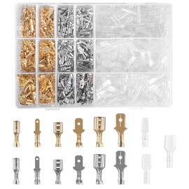 Pack of 900 Blade Receptacles Set, 2.8 mm, 4.8 mm, 6.3 mm, Male, Female Cable Lug Connector, Crimp Connector, Cable Lugs Terminals, Cable Connector with Insulating Sleeve, Insulated Connectors Cable