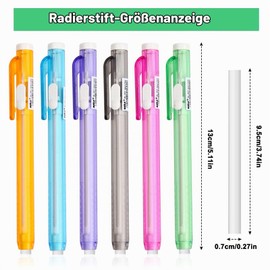 6-Colour Retractable Eraser Pen Set, Refillable, Ideal for Children and Students
