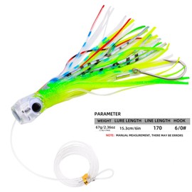 Open Sea Fishing Trolling Lure Saltwater Hard Fishing Lure Large Cruising Trolling Soft Lure for Tuna Marlin Swordfish Grouper (Green)