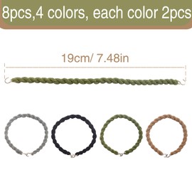 AGNURCADE 8 Pieces Elastic Boot Straps Military Leg Rope Strap Bands Blousing Garters with Metal Hooks for Army Navy Outdoor Sports Climbing Cycling Travelling, 4 Colors