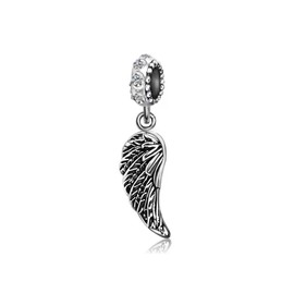 KunBead Jewelry Love Feather Charms Angel Wing April Birthstone Charms for Mum Gifts from Son