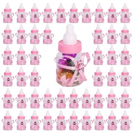 50 Pieces Baby Shower Candy Bottle Feeder Style Mini Party Favours Fillable Candy Gift Box for Boys Girls Newborn Christening Birthday Party Decoration (Pink)