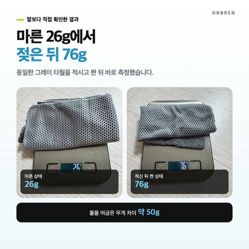 온브렌 스포츠 쿨링타월 휴대용 케이스 포함 75 x 30 cm