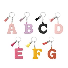 ARFUKA Letter Keyring with Colored PU Leather Tassel Pendant Alphabet C Keychain- Cute Bag Charm, Backpack Decoration Accessories for Women & Men