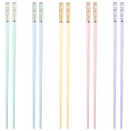 Rumyve 5 Pairs Chopsticks - Non-Slip Fancy Chopsticks,Sakura Amber Fiberglass Japanese Chinese Style