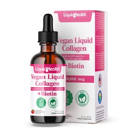 LIQUIDHEALTH 100% Vegan Collagen Plus Biotin 100,000mcg Liquid Drops - Plant-Based Liquid Collagen for Women & Men - Hair & Nail Growth, Skin Health, Boosts Metabolism - Made in USA, Non-GMO (2 oz)