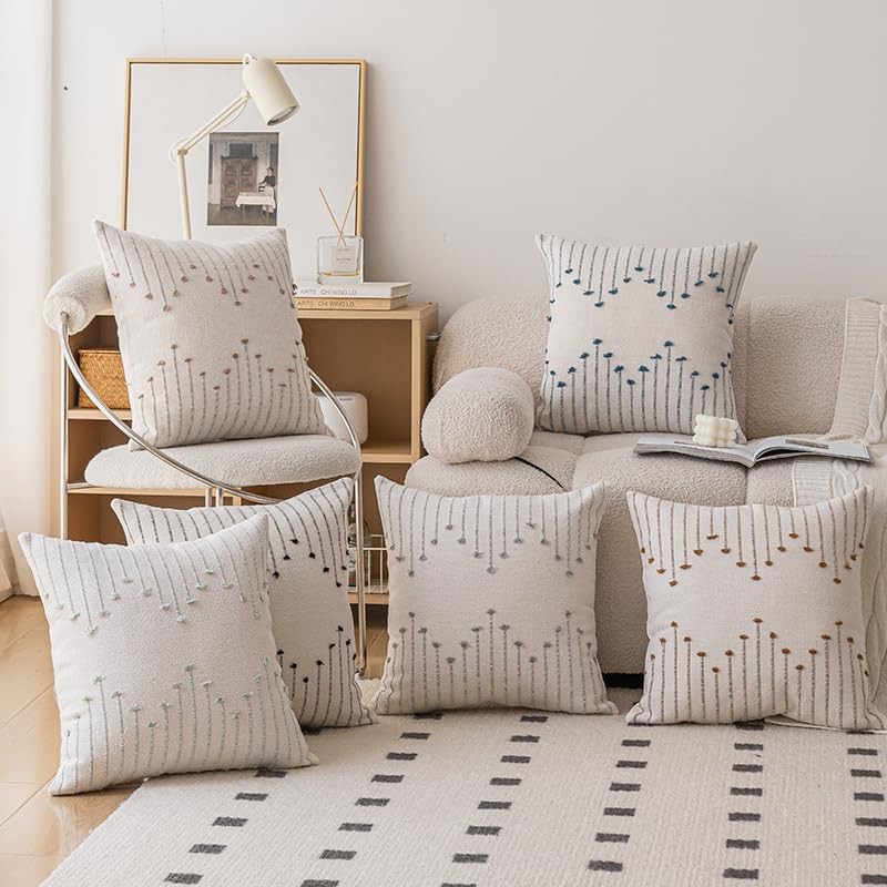 Cushion Covers, Boho Throw Pillow Covers 45x45cm, Pack of 2,