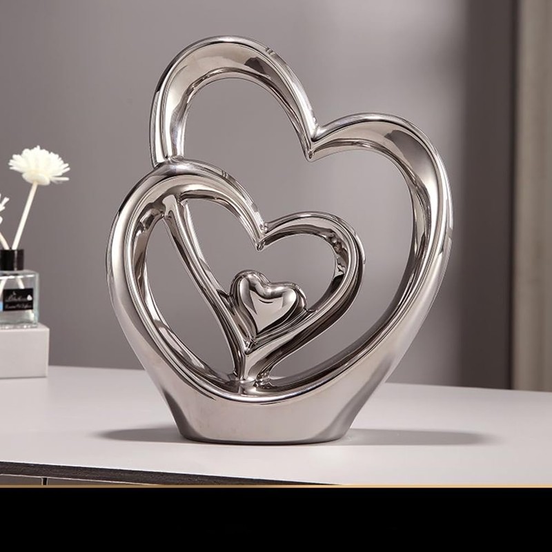 Double Heart Ornament,Double Heart Ceramic Statue,Home Decoration sculpture,Creative Home Modern