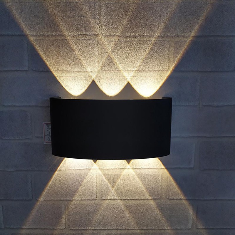 6W LED Wall Light Aluminium Black Shell Warm Light Up