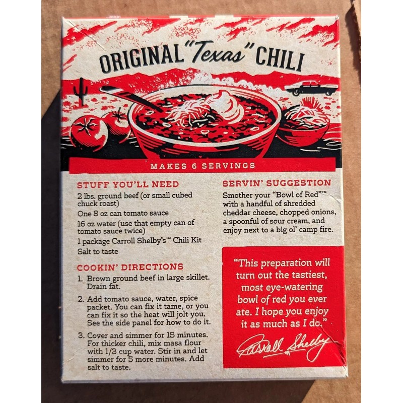 Carroll Shelby's Original Texas Chili Kit 3.65 Ounce (Pack of
