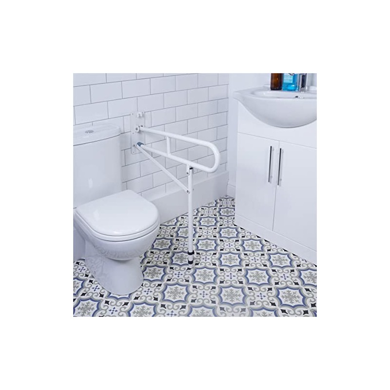Aidapt Foldable Wall Mounted Safety Support Rail with Adjustable Leg,Grab