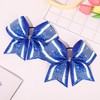 6PCS Large Glitter Cheer Bows Royal Blue and White 8"